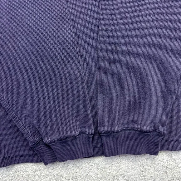 Lands End Thermal Shirt Mens XL Navy Purple Waffle Knit Long Sleeve Heavyweight - Picture 8 of 16
